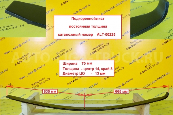 Лист рессоры Nissan Atlas Подкоренной лист    ALT-00225